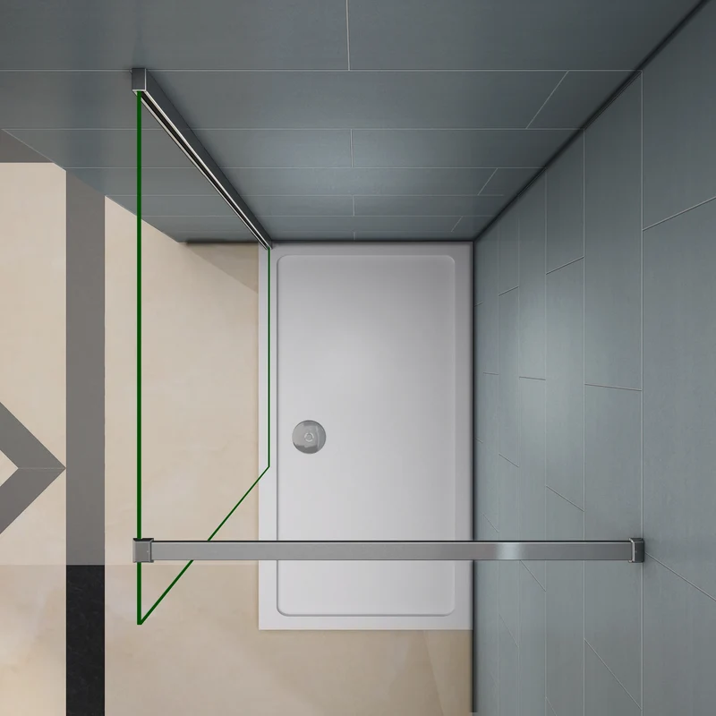 Aica paroi de douche à l'italienne , 8mm verre sécurité et anticalcaire, avec barre fixation de 140cm