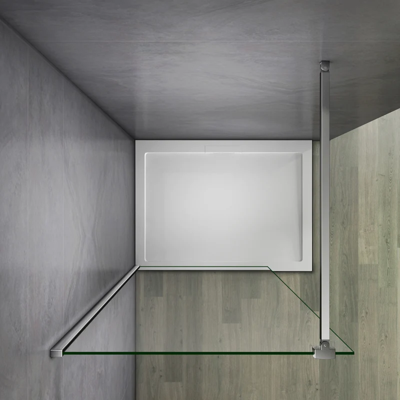Aica paroi de douche à l'italienne , 8mm verre sécurité et anticalcaire, avec une barre de fixation avec pince renforcé de 90cm