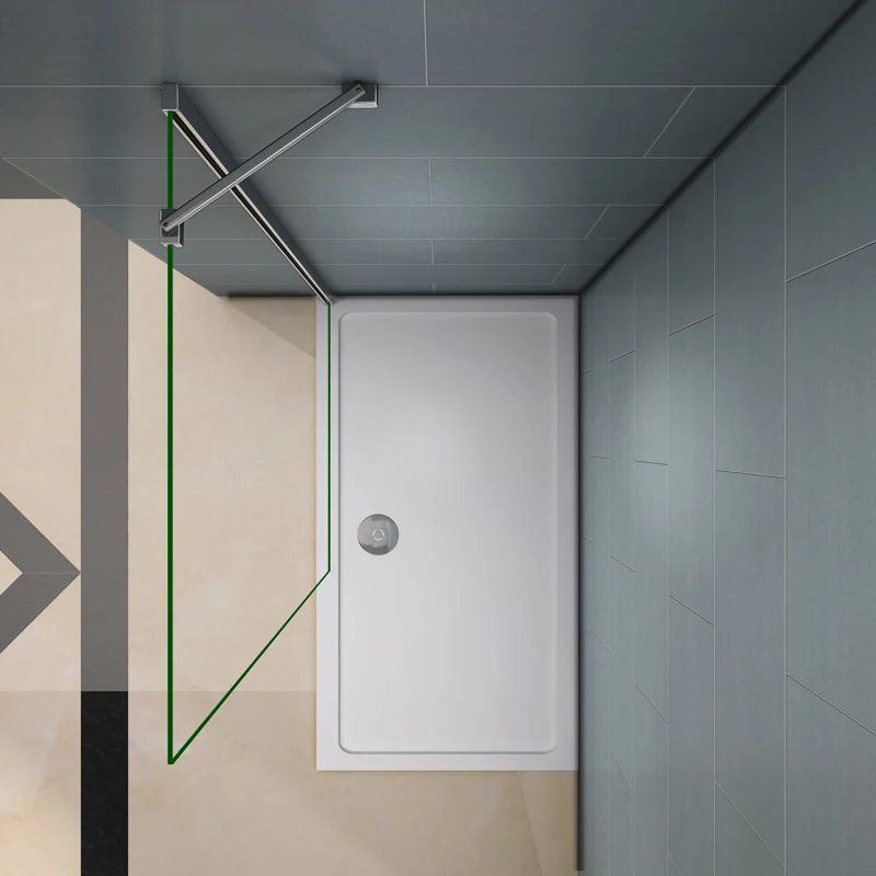 Aica paroi de douche à l'italienne, 8mm verre sécurité et anticalcaire, avec une de satbislisation de 45cm, profilé chromé
