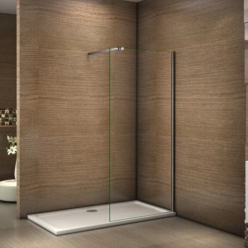 Aica paroi de douche à l'italienne, verre sécurité anticalcaire,avec une barre de fixation avec pince renforcé