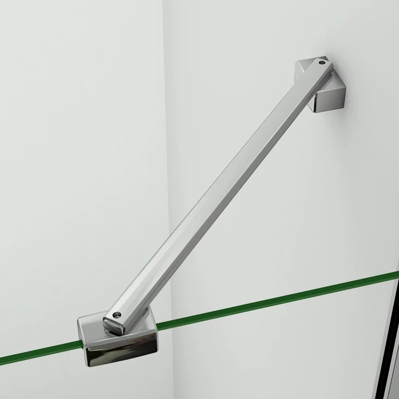 Aica paroi de douche à l'italienne en verre sécurité anticalcaire avec une barre de fixation avec pince renforcé, profilé aluminium chromé
