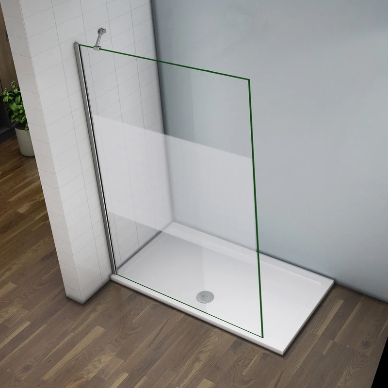 Aica paroi de douche en verre sécurité et bande central dépoli, walk in paroi de douche à l'italienne avec barre de fixation 45cm
