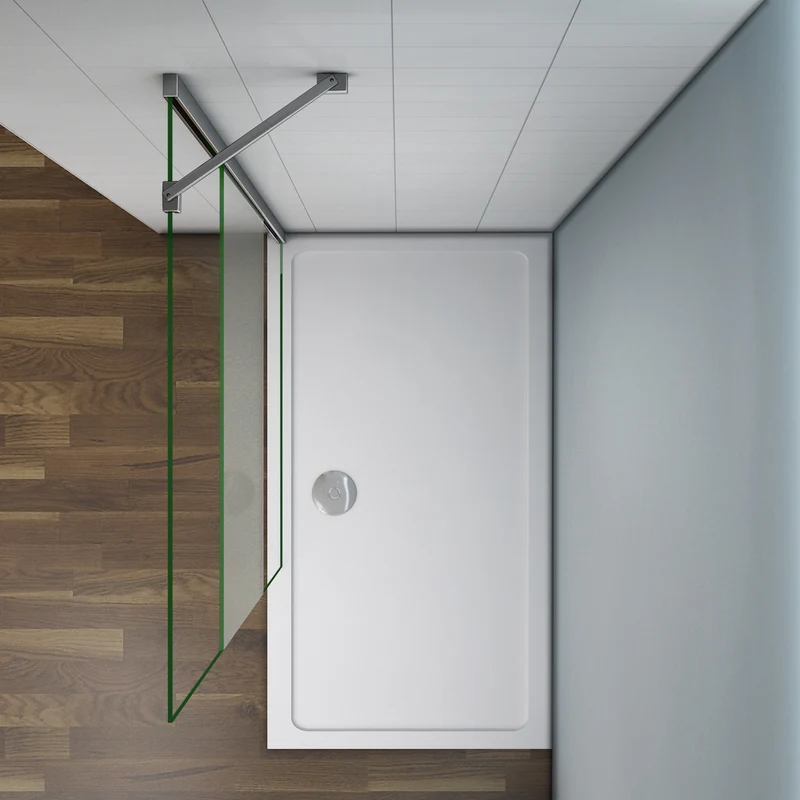 Aica paroi de douche en verre sécurité et bande central dépoli, walk in paroi de douche à l'italienne avec barre de fixation 45cm