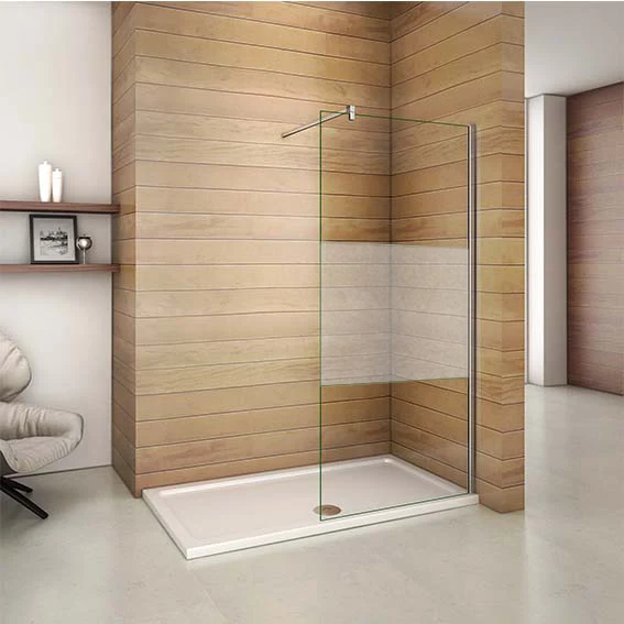 Aica walk in paroi de douche à l'italienne en verre 8mm bande central dépoli, avec barre de satbislisation de 140cm