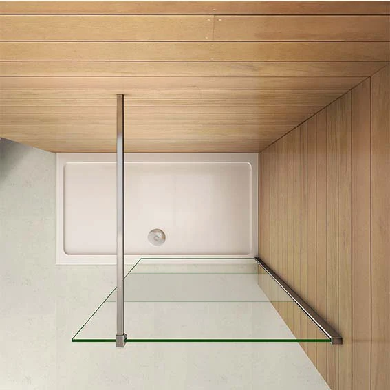 Aica walk in paroi de douche à l'italienne en verre 8mm bande central dépoli, avec barre de satbislisation de 140cm