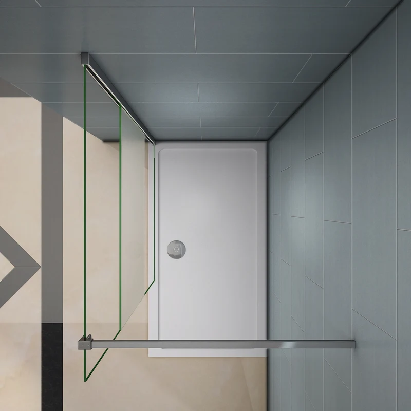 Aica walk in paroi de douche à l'italienne en verre 8mm bande central dépoli, avec barre de satbislisation de 90cm