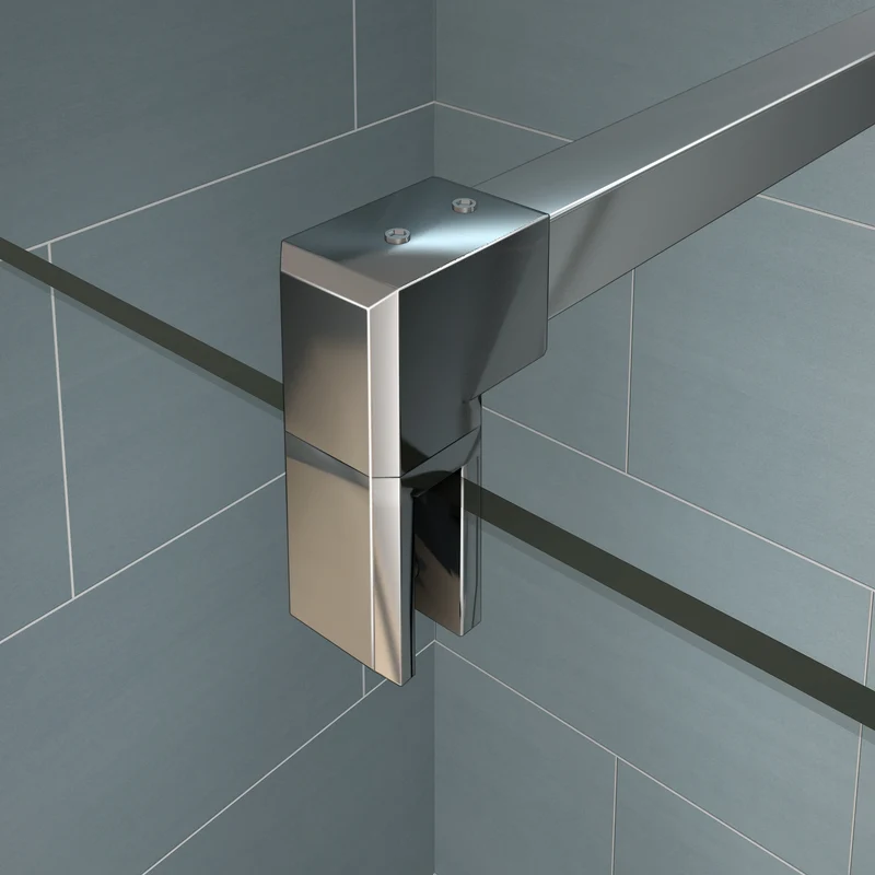 Aica walk in paroi de douche à l'italienne en verre 8mm bande central dépoli, avec barre de satbislisation de 90cm