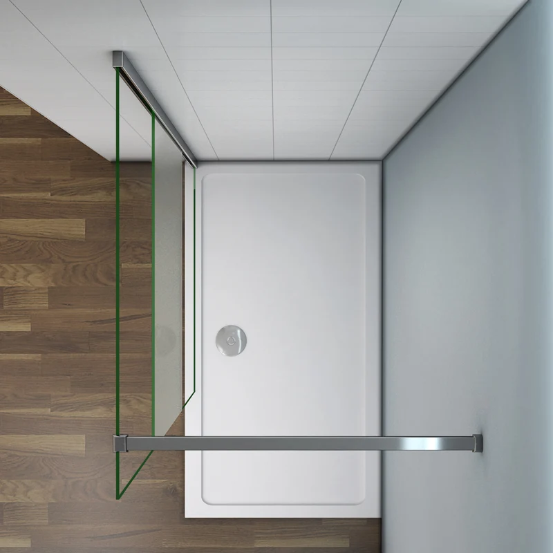 Aica walk in paroi de douche à l'italienne en verre 8mm bande central dépoli et une barre de satbislisation de 90cm