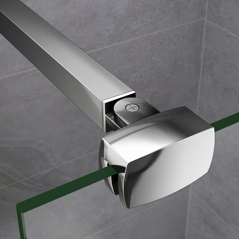 Aica walk in paroi de douche à l'italienne en verre 8mm bande central dépoli et une barre de satbislisation avec pince renforcé