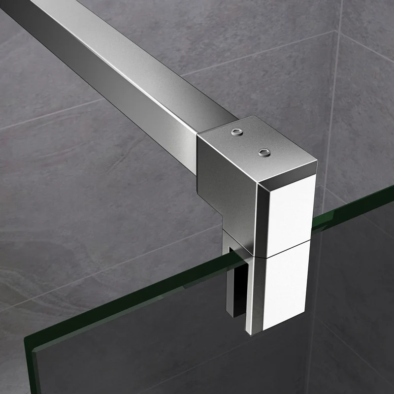 Aica walk in paroi de douche à l'italienne en verre fumé et anticalcaire, pare-douche avec barre de satbislisation de 140cm