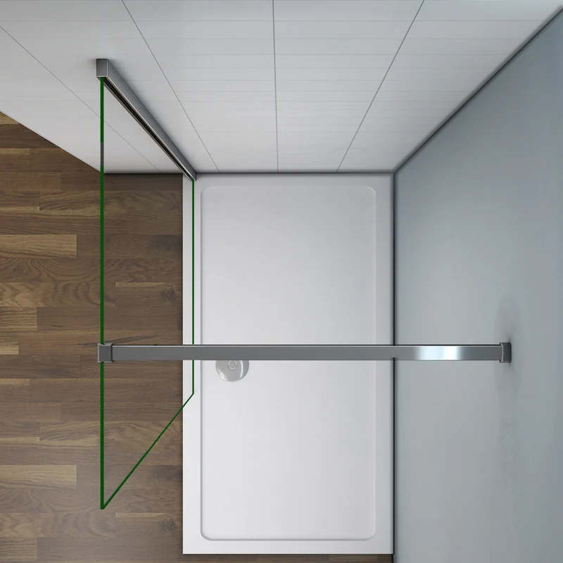 Aica paroi de douche à l'italienne en 8mm verre anticalcaire avec barre de fixation 140cm