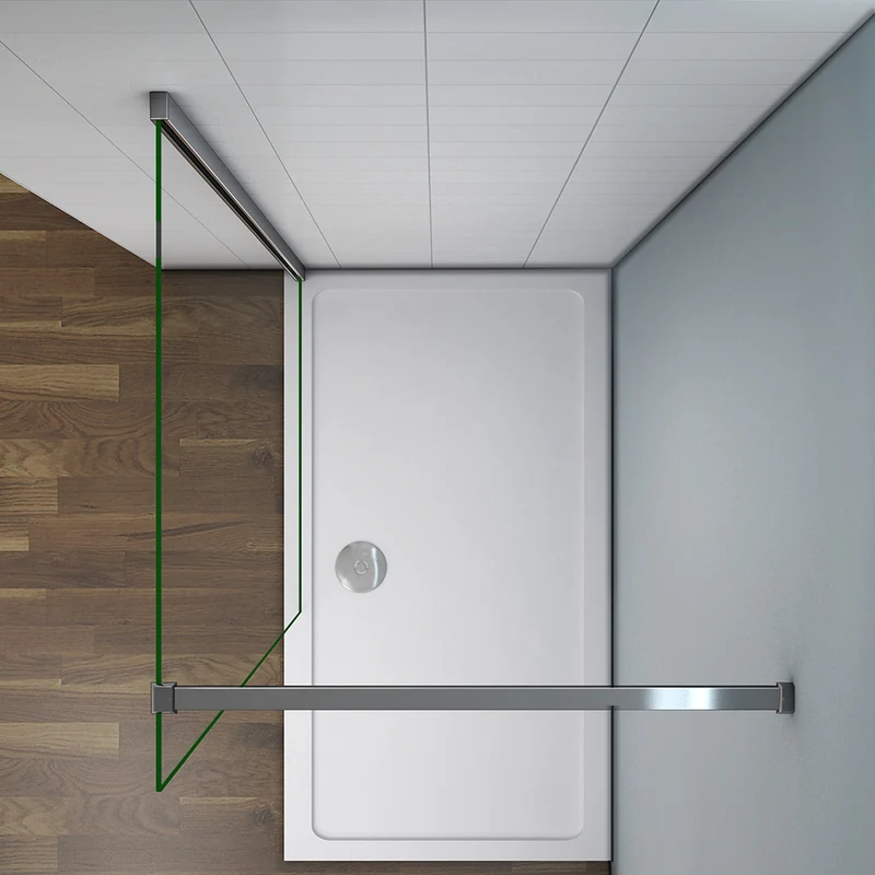 Aica paroi de douche à l'italienne en 8mm verre anticalcaire avec barre de fixation 140cm