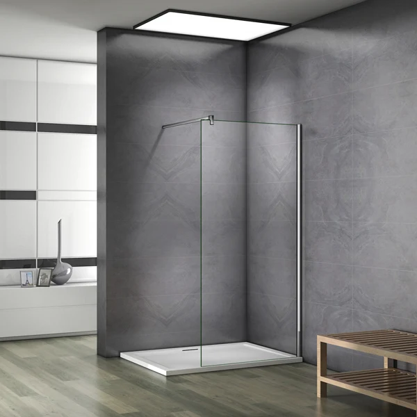 Aica 80/90/100/110/120/130/140/160 x 200cm paroi de douche en 10mm verre anticalcaire avec barre de fixation la pince 140cm