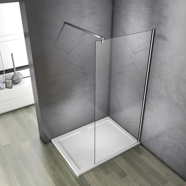 Aica 80/90/100/110/120/130/140/160 x 200cm paroi de douche en 10mm verre anticalcaire avec barre de fixation la pince 140cm