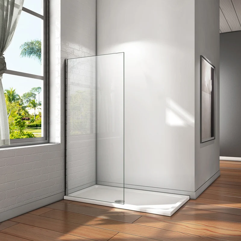 Aica paroi de douche 8mm paroi de douche à l'italienne verre anticalcaire paroi de fixation sans receveur