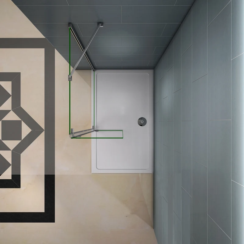 Aica paroi de douche 90/100x200cm avec retour pivotante 40cm et la barre de fixation 45cm paroi de douche à l'italienne , verre sécurité anticalcaire