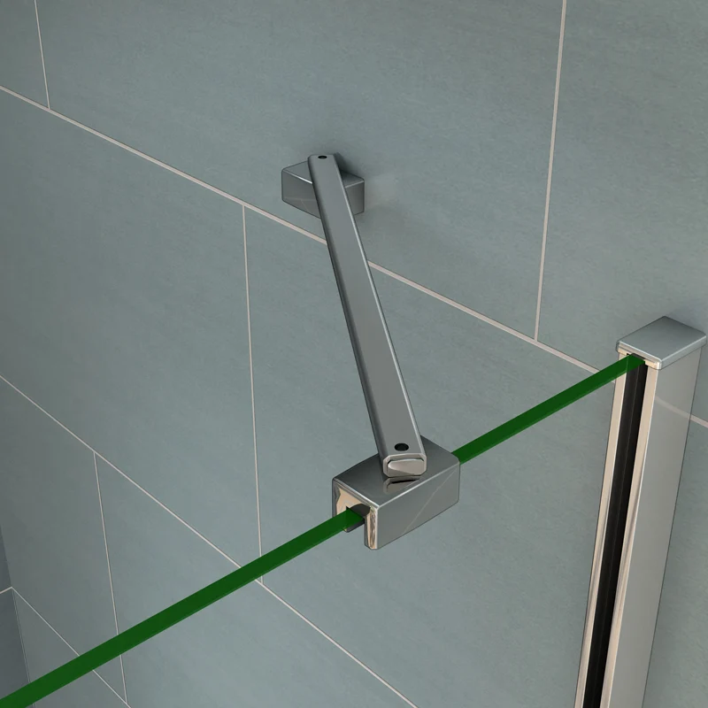 Aica paroi de douche 90/100x200cm avec retour pivotante 40cm et la barre de fixation 45cm paroi de douche à l'italienne , verre sécurité anticalcaire
