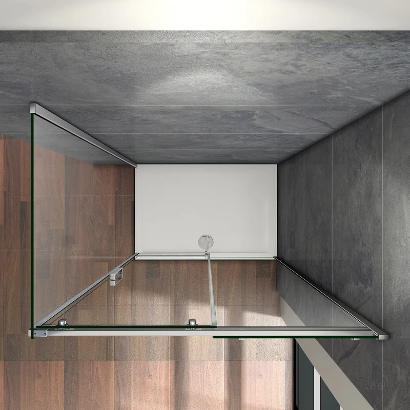 Aica cabine de douche 195cm hauteur, porte de douche coulissante avec paroi de douche ,8mm verre trempé anticalcaire, vitrification nano