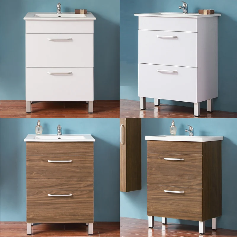 Meuble de salle de bain, Meuble sous vasque sur pieds 2 tiroirs Anlovi / Coeur Bleu 58cm