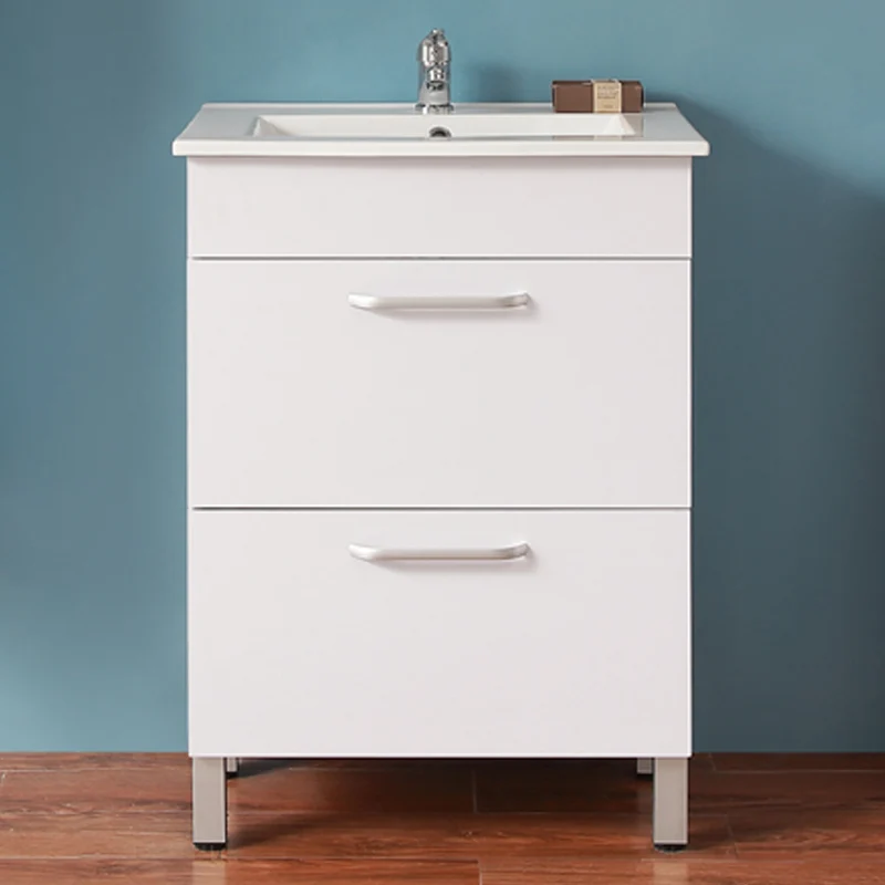 Meuble de salle de bain, Meuble sous vasque sur pieds 2 tiroirs Anlovi / Coeur Bleu 58cm