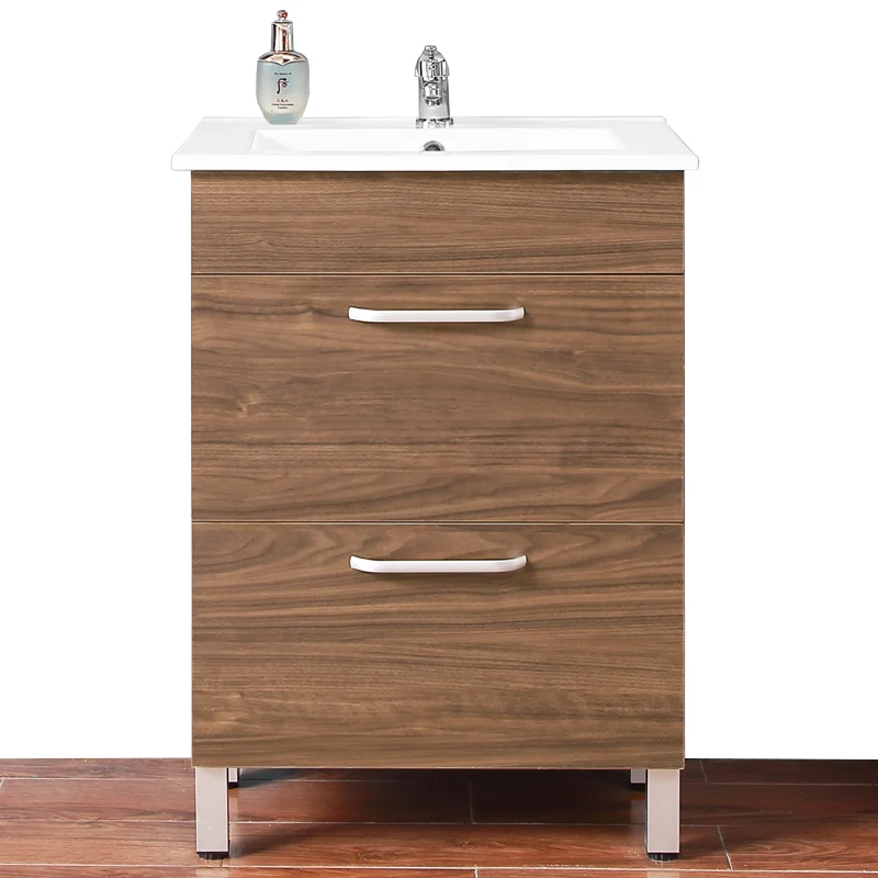 Meuble de salle de bain, Meuble sous vasque sur pieds 2 tiroirs Anlovi / Coeur Bleu 58cm