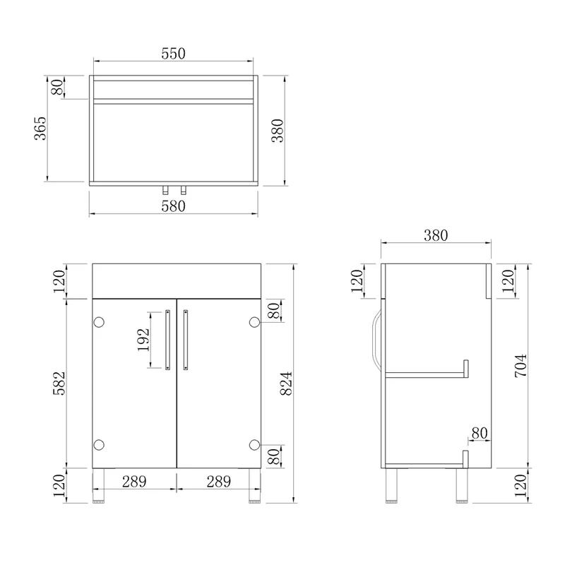 Meuble de salle de bain, Meuble sous vasque sur pieds 2 portes et vasque céramique, Blanc/Chêne 58cm