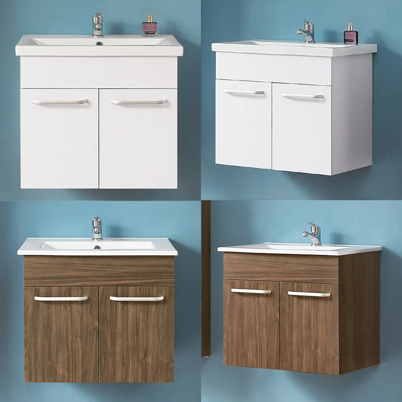 Meuble de salle de bain, Meuble de rangement avec lavabo, Meuble sous vasque suspendu, modèle Anlo double ou coeur bleu, 58 cm
