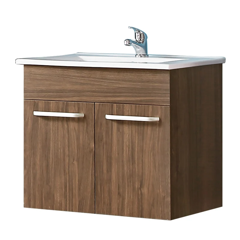 Meuble de salle de bain, Meuble de rangement avec lavabo, Meuble sous vasque suspendu, modèle Anlo double ou coeur bleu, 58 cm