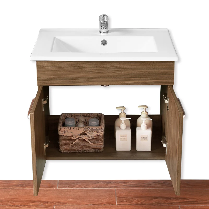 Meuble de salle de bain, Meuble de rangement avec lavabo, Meuble sous vasque suspendu, modèle Anlo double ou coeur bleu, 58 cm