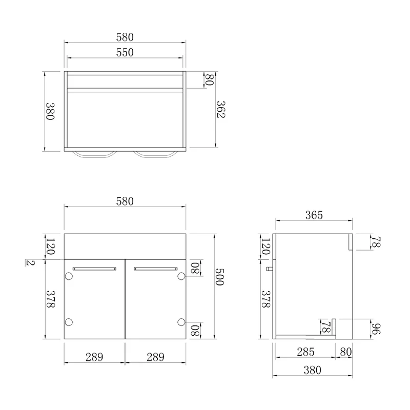 Meuble de salle de bain, Meuble de rangement avec lavabo, Meuble sous vasque suspendu, modèle Anlo double ou coeur bleu, 58 cm