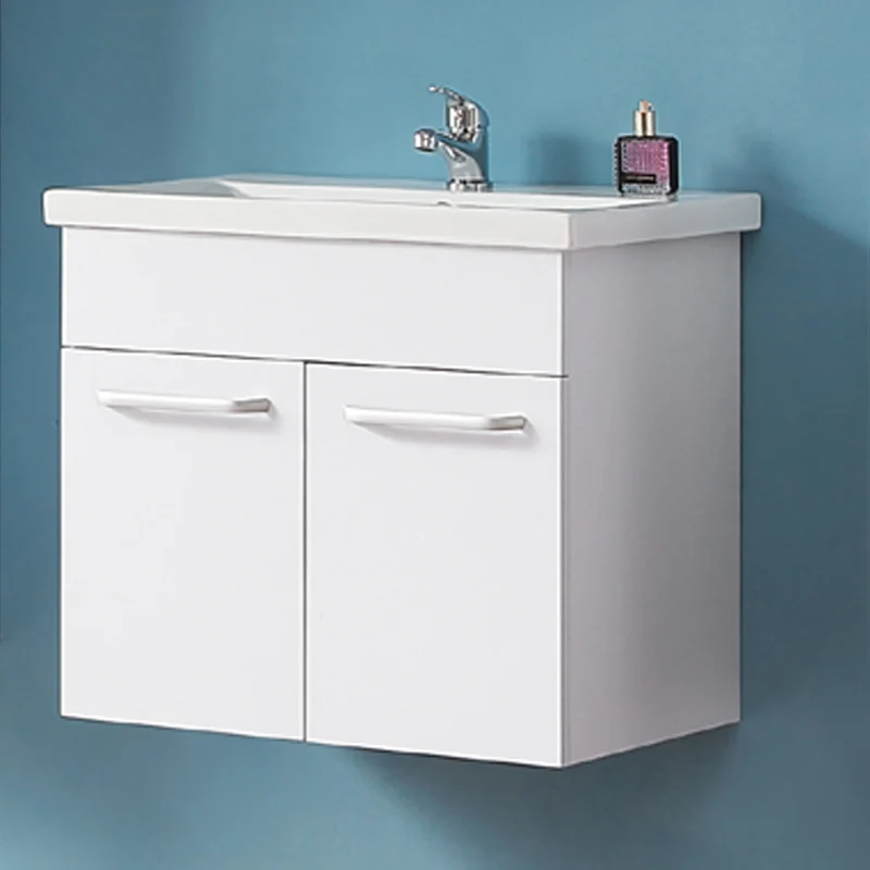 Meuble de salle de bain, Meuble de rangement avec lavabo, Meuble sous vasque suspendu, modèle Anlo double ou coeur bleu, 58 cm