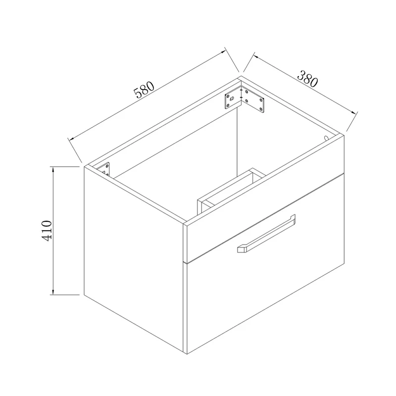 Meuble de salle de bain Meuble sous vasque suspendu 1 tiroir 58 cm+Vasque