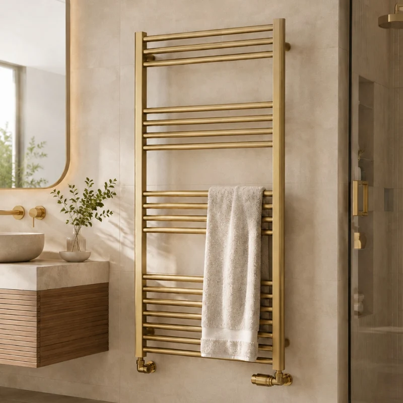 Reina Ottone 1200 x 600mm Heated Towel Rail - Brushed Brass