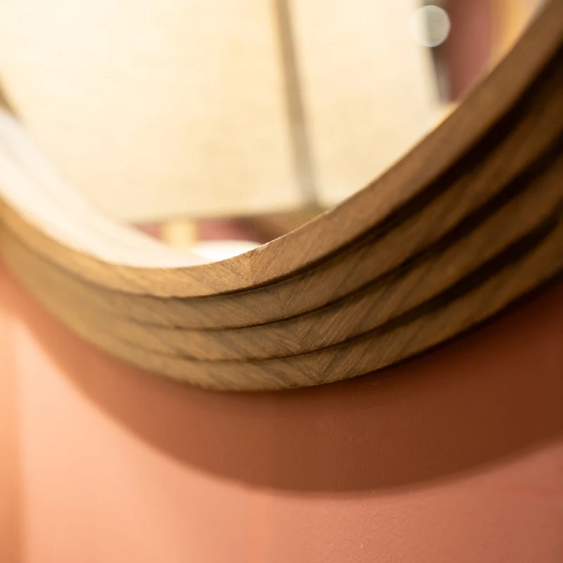 Stepped Round Wall Mirror Natural