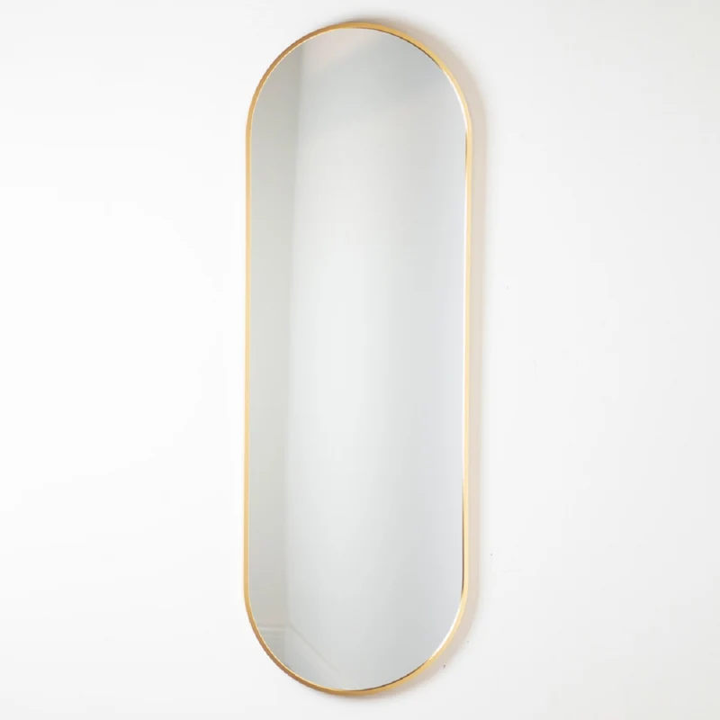 Modena Pill Shape Mirror Gold 40 x 120cm