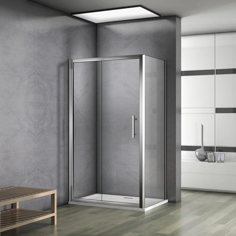 Aica 185cm cabine de douche porte coulissante avec paroi de douche pas de receveur