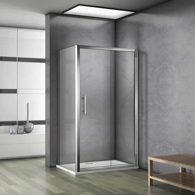 Aica 185cm cabine de douche porte coulissante avec paroi de douche pas de receveur