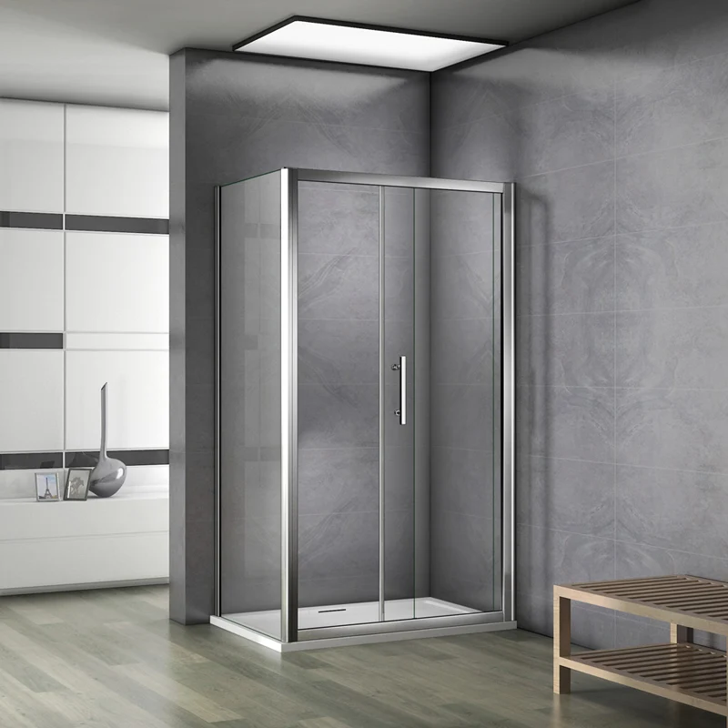 Aica 185cm cabine de douche porte coulissante avec paroi de douche pas de receveur