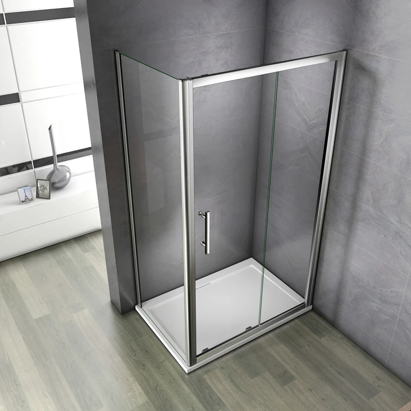 Aica 185cm cabine de douche porte coulissante avec paroi de douche pas de receveur