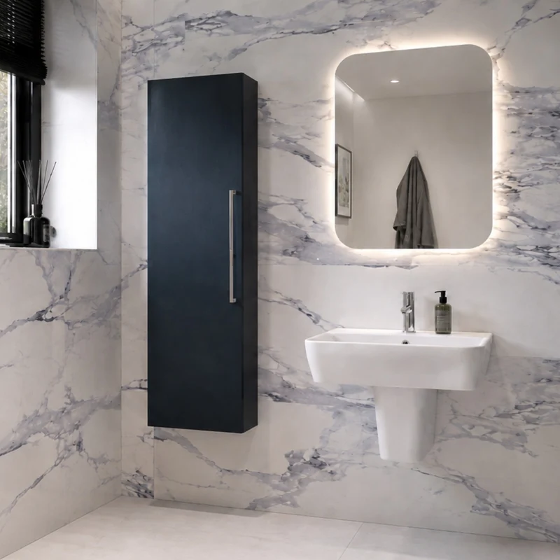 Linea Modern Sink & Tall Storage Pack incl Free LED Mirror