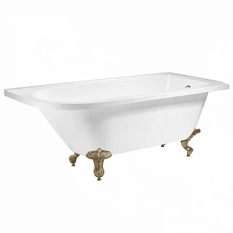 Balmoral 1700mm Freestanding Right Hand Shower Bath with Brushed Brass Claw & Ball Feet