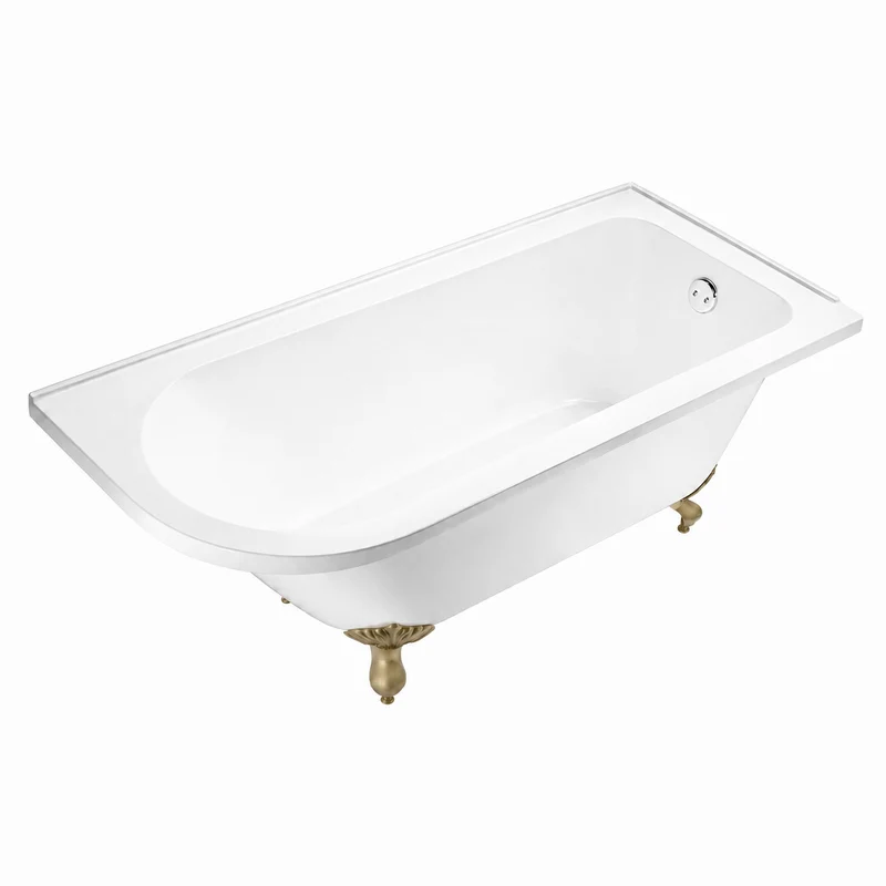 Balmoral 1700mm Freestanding Right Hand Shower Bath with Brushed Brass Claw & Ball Feet