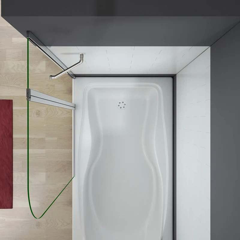 Aica 100x140cm pare baignoire pivotant 180°,écran de baignoire, 5mm verre trempé , porte-serviette