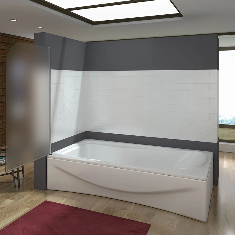 800x1400x5mm pare baignoire pivotant 180° porte de baignoire, verre anticalcaire et dépolie