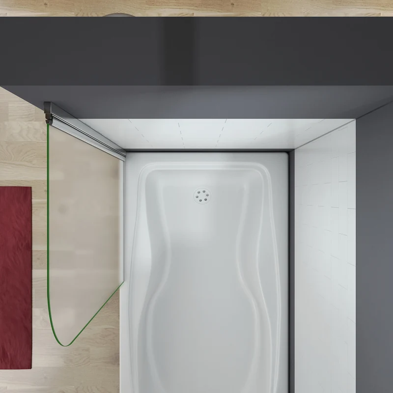 800x1400x5mm pare baignoire pivotant 180° porte de baignoire, verre anticalcaire et dépolie
