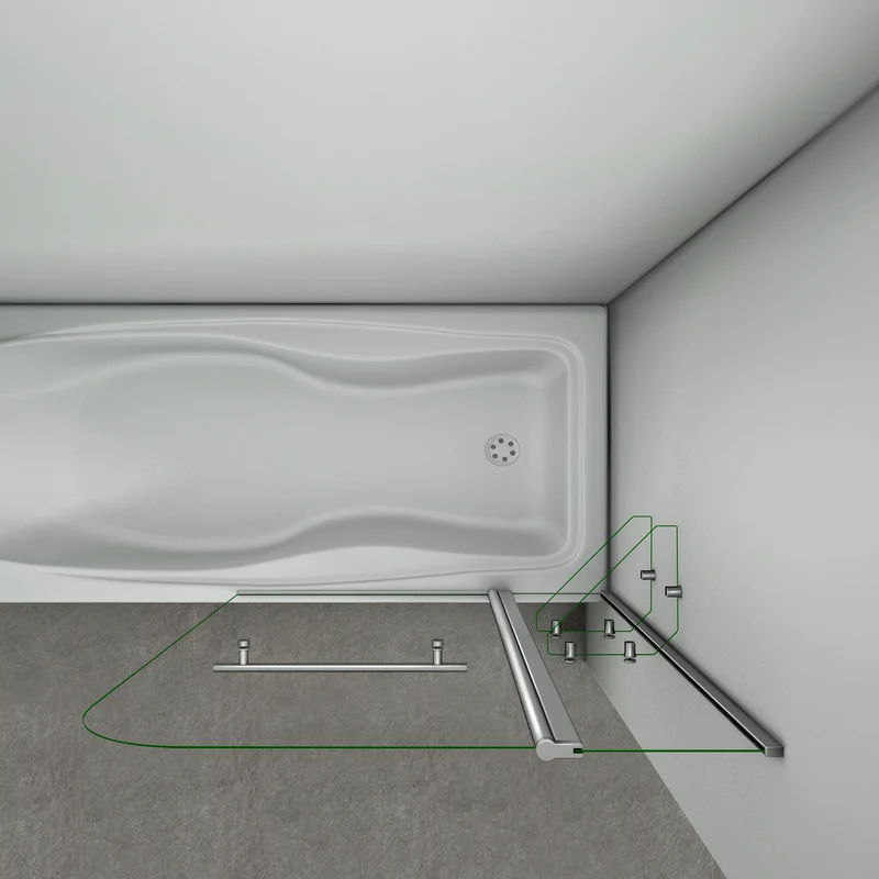 Aica 120x140cm pare baignoire pivotant 180°,écran de baignoire, porte de baignoire , 6mm verre trempé , porte-serviette, avec 2 étagères p-3