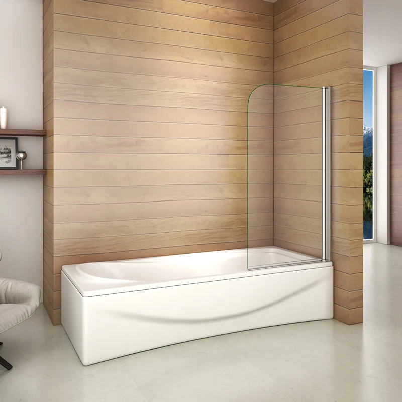 Aica pare baignoire pivotant 180° 700x1300x5mm porte de baignoire, écran de baignoire, 5mm verre trempé anticalcaire