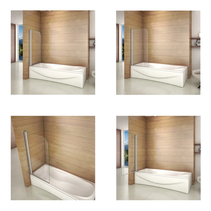 Aica pare baignoire pivotant 180° 700x1300x5mm porte de baignoire, écran de baignoire, 5mm verre trempé anticalcaire
