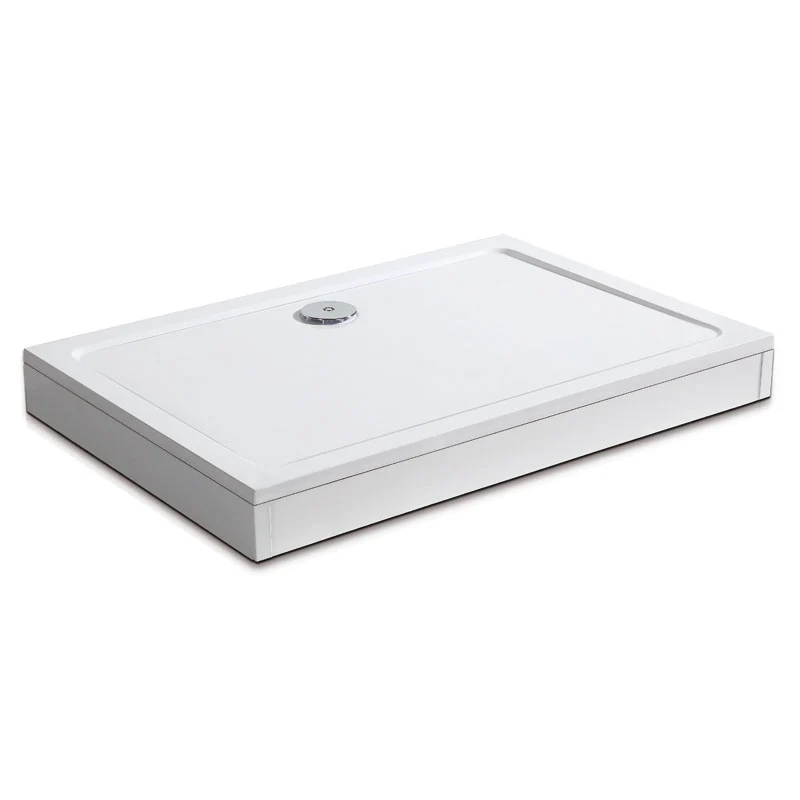 Aica receveur de douche blanc extra plat rectangulaire avec le kit de plinthe et pieds et bonde de douche, re
