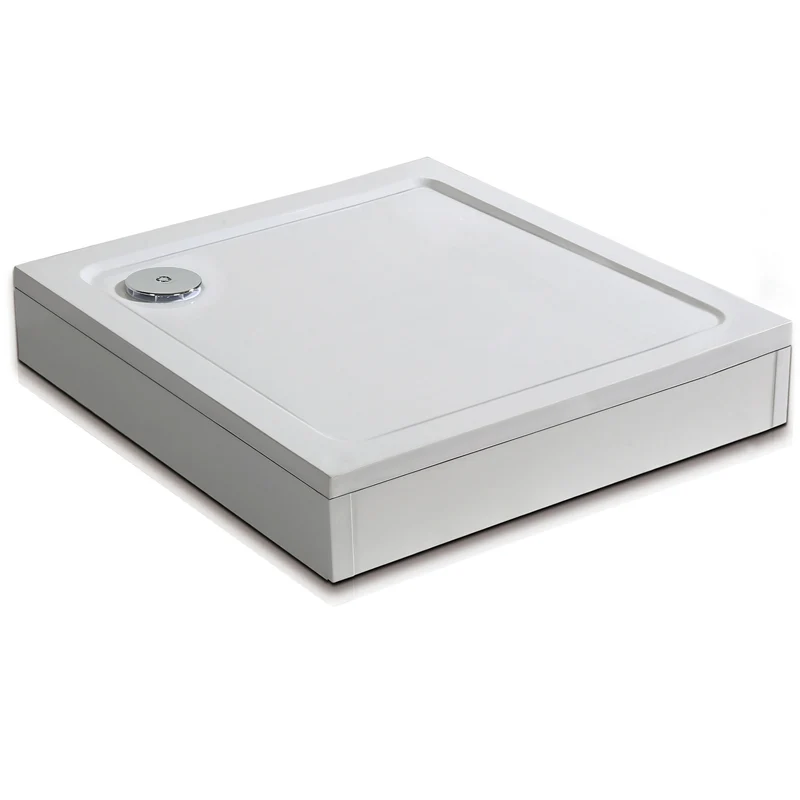 Aica receveur de douche blanc extra plat carré avec le kit de plinthe et pieds et bonde de douche, sq